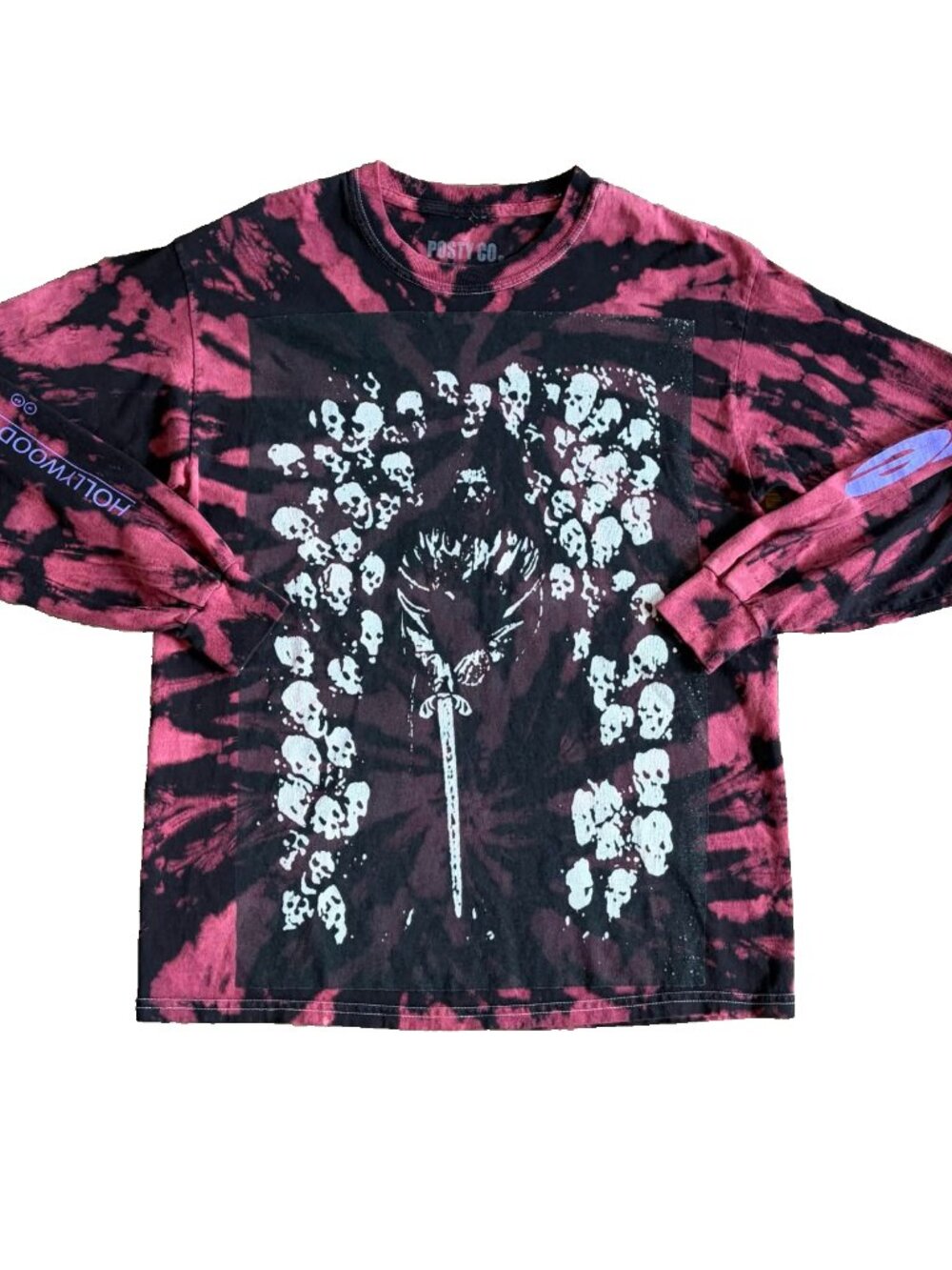 Post Malone Hollywood's Bleeding Tour Long Sleeve Tie Dye Shirt Posty Co M